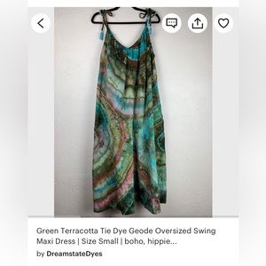 Dreamstate Dyes - Green Terracotta Tie Dye Geode Oversized Swing Maxi Dress